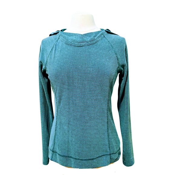 Eddie Bauer Hoodie Pullover Women's Pro Grid fleece Teal Turquoise Blue Green M - Picture 1 of 13